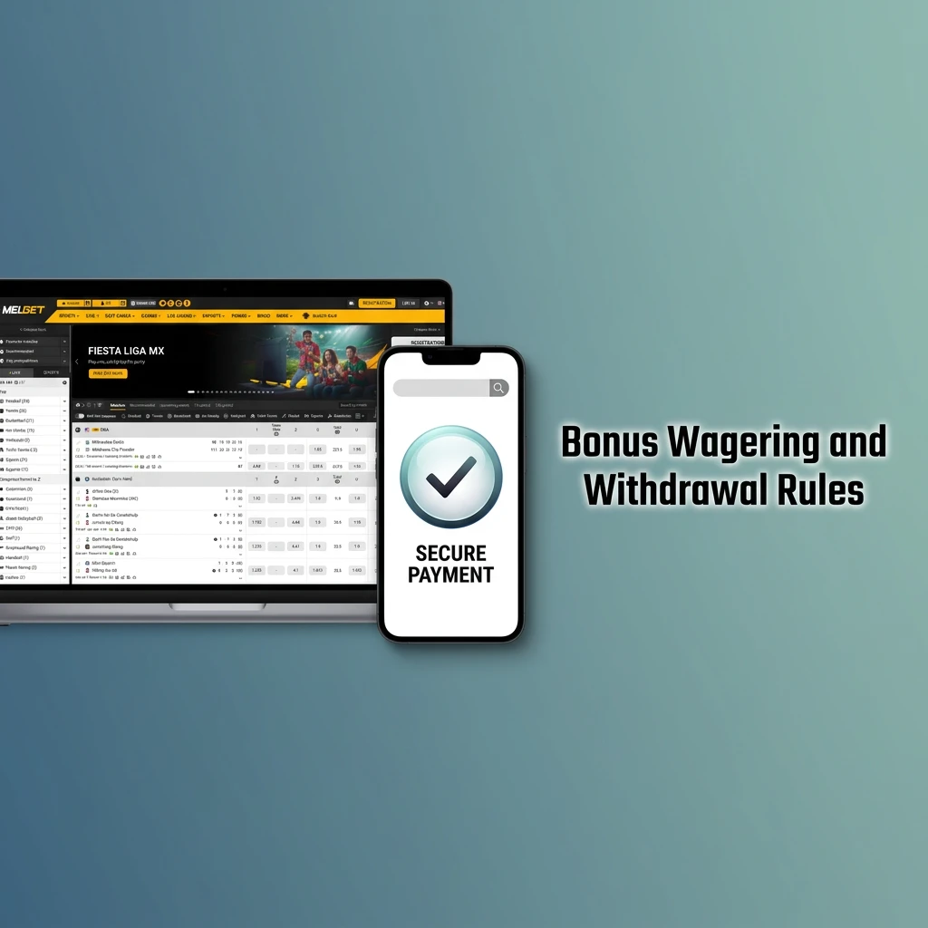 Bonus wagering rules showing withdrawal conditions, wagering requirements for sports and casino, time limits and game restrictions