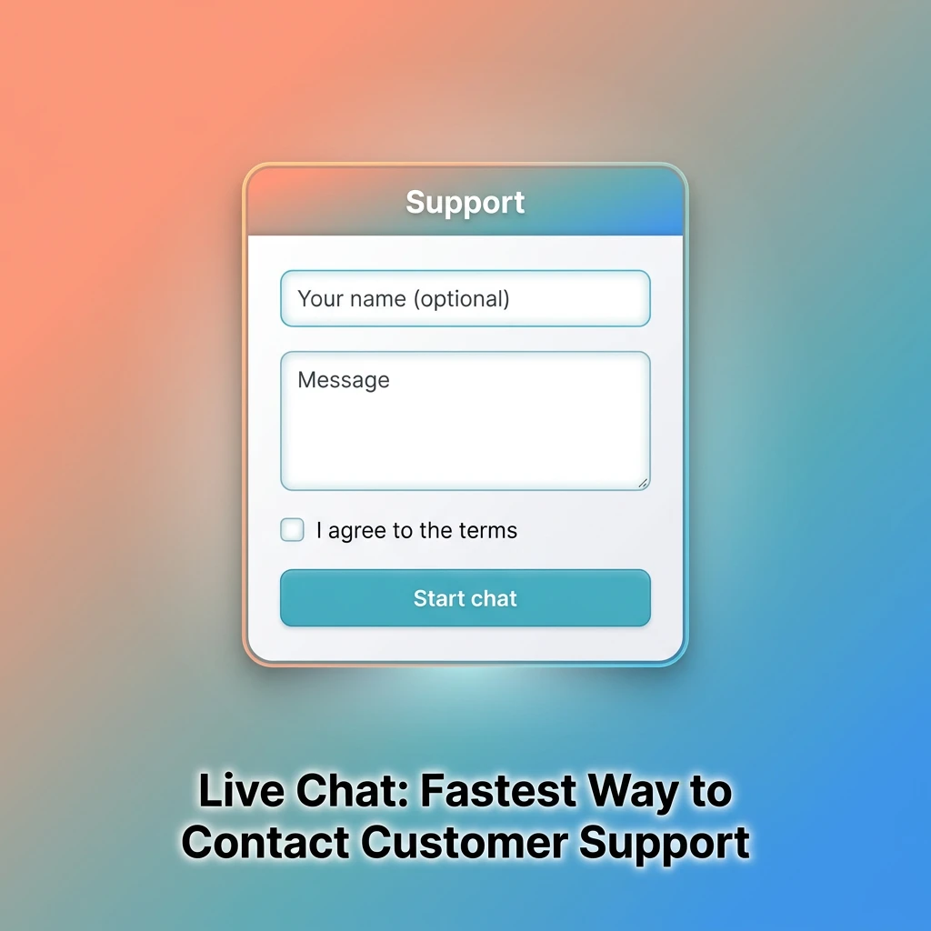 Customer support agent on live chat interface helping user in real time, available 24/7 with fast response