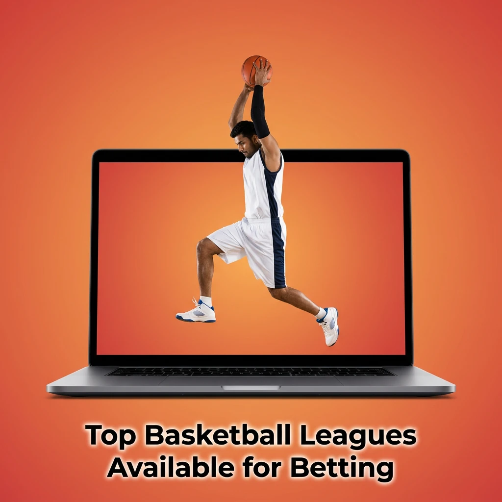 Basketball betting leagues including NBA, EuroLeague, ACB, BBL, NBL, FIBA, and NCAA displayed on a platform