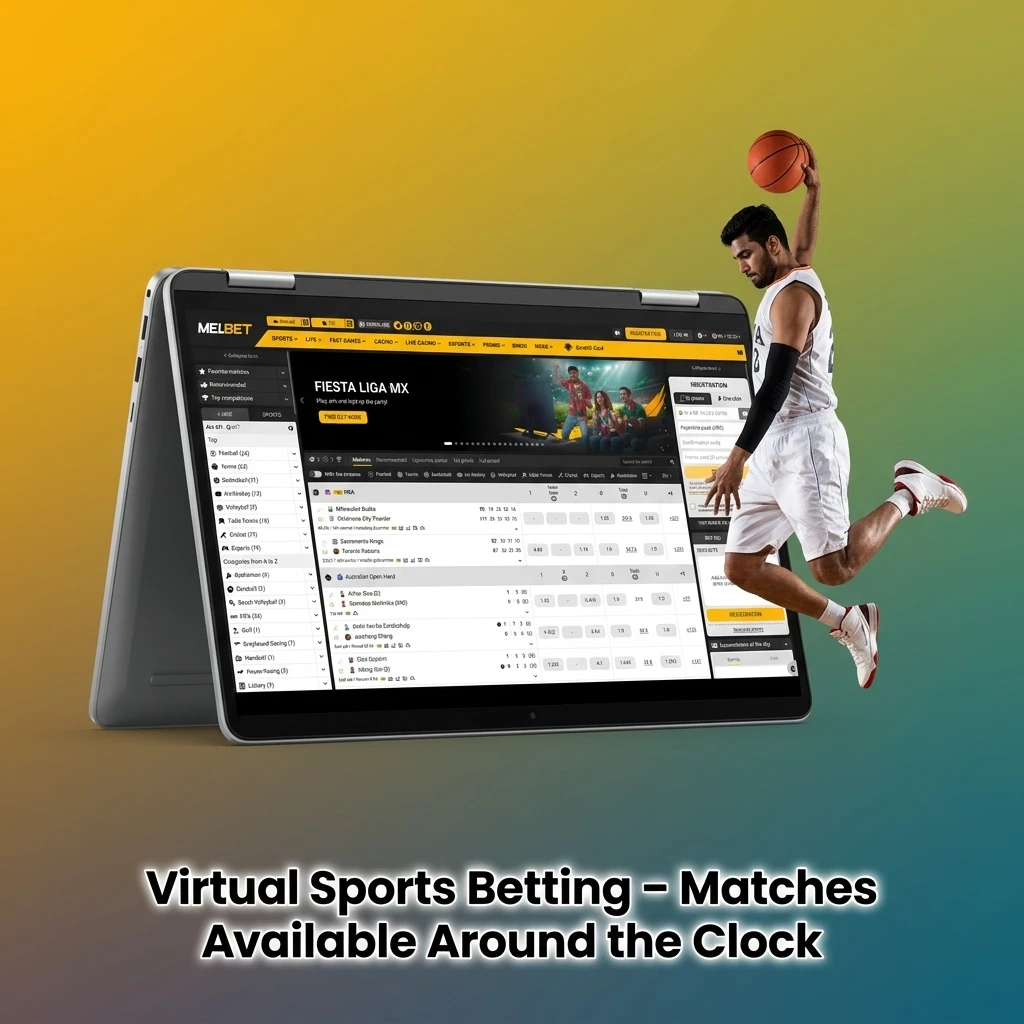 Virtual sports betting on Melbet with football, cricket, horse racing and basketball available 24/7 around the clock