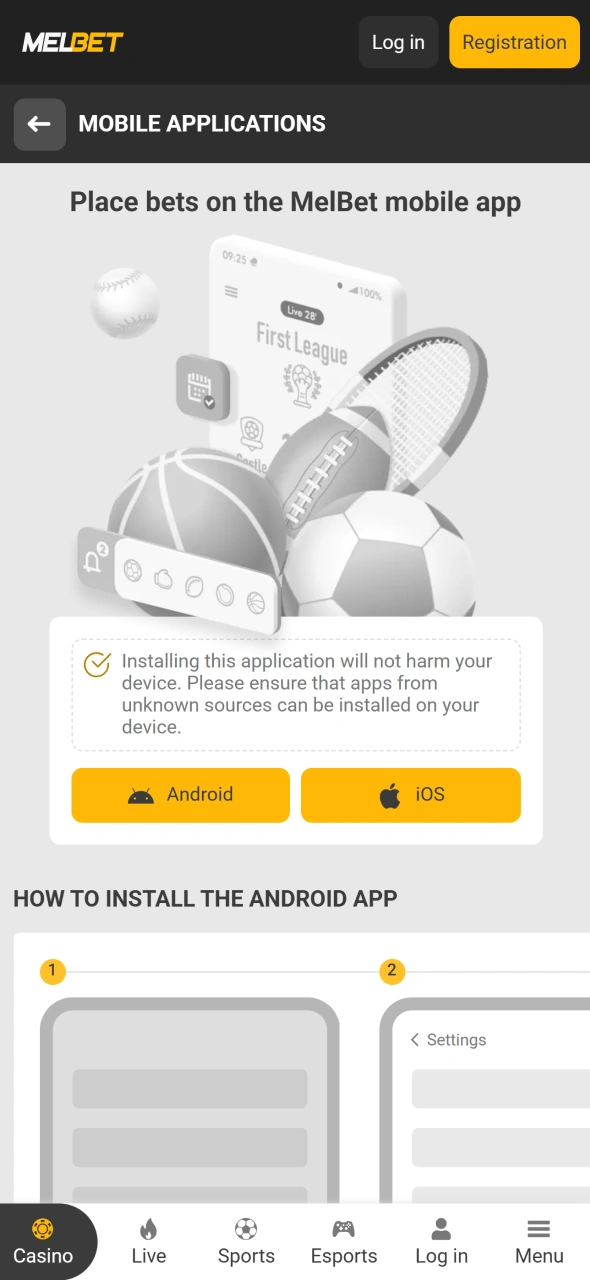 Download and install the Melbet app before placing your first betting selection.