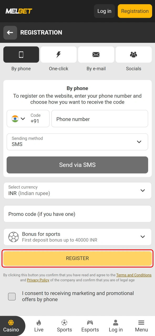 Complete Melbet application registration and make your first secure deposit.